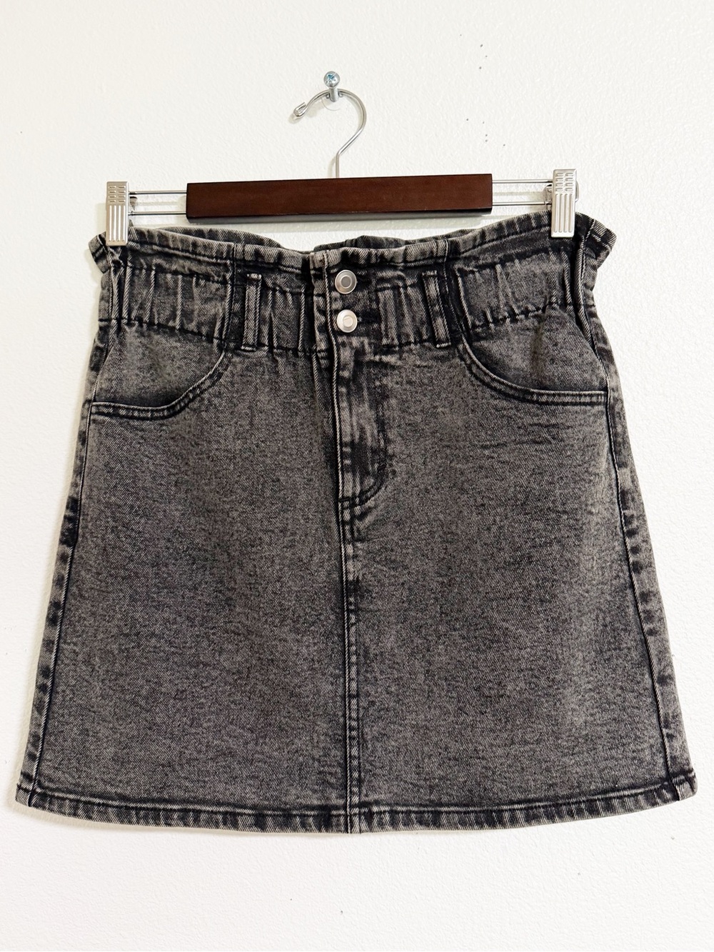 Vylette Paperbag Waist Denim Skirt